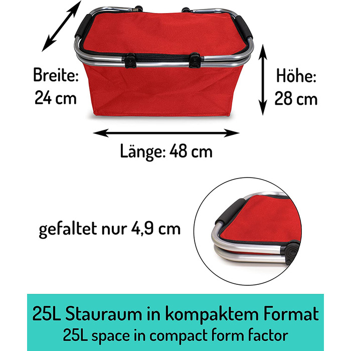 Кошик для покупок складна ізольована 25L I ізольована кошик з м'якими ручками для перенесення і застібкою-блискавкою на кришці I Легка складна і компактна I кошик для холодильника вагою до 10 кг I складна кошик ідеально підходить для використання в якості