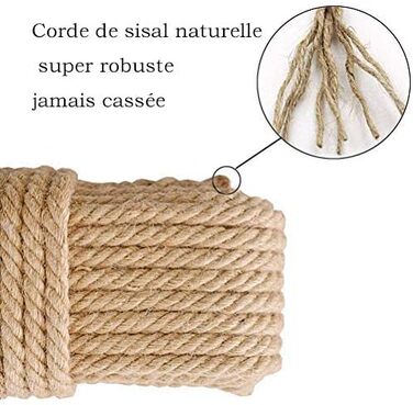 Натуральна сизалева мотузка Aoneky 6 мм/8 мм/10 мм, 10 м - 100 м - конопляна мотузка для котячого дерева, Прикраси, подарункової упаковки (6 мм х 40 м)