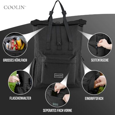 Терморюкзак Coolin' Kühlrucksack 30L: 30 літрів, відділення для охолодження, пляшки, пікнік, пляж, подорожі. Білий (Чорний)