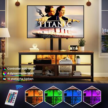 Тумба під ТВ Dripex з LED-підсвічуванням, кутова, 106x45.5x36 см, коричнева