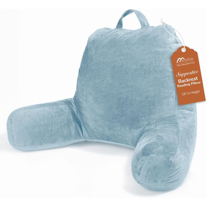 Підкуштунок Sasttie з велюровою спинкою, подушка для підтримки спини для дорослих з підлокітниками, для читання в ліжку, на дивані, на підлозі, в гуртожитку.