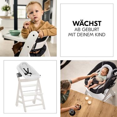 Високий стільчик для годування Hauck Beta+ Newborn Set Premium Dark Grey - комплект для новонароджених, з функцією гойдалки, подушкою та підносом