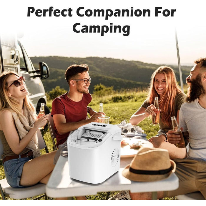 Портативний льодогенератор Kleine Eiswürfelbereiter - швидке виробництво льоду (9 кубиків за 6 хв), самоочищення, білий