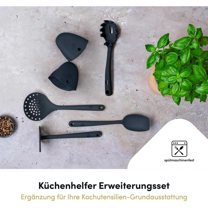 Набір кухонних аксесуарів Hoffmann Küchenhelfer-Set, 6 предметів, антрацит, силікон, нержавіюча сталь, антипригарне покриття
