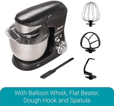 Кухонний комбайн Venga! VG M 3014 Standmixer: 1000 Вт, 5 л чаша з нержавіючої сталі, 4 аксесуари, рецепти, чорний