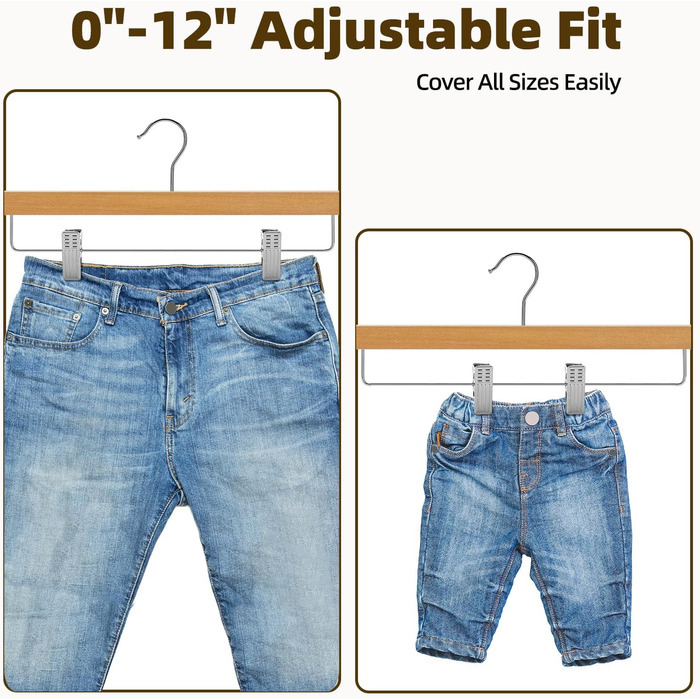 Дерев'яні вішалки для штанів та одягу HOUSE DAY з кліпсами, 25 шт. - білі, 35,5 см, поворотний гачок, економія місця