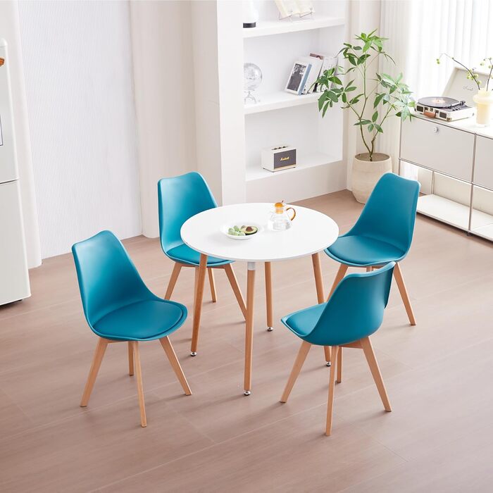 Набір обідніх стільців 6 шт., масивні дерев'яні ніжки, знімні подушки, кухонні стільці, сучасний дизайн (6 стільців)