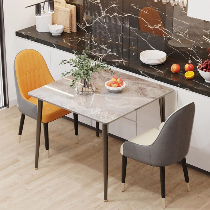 Стіл кухонний FATIVO, 80x80 см, білий глянцевий, для 2 осіб, скандинавський стиль, металеві ніжки