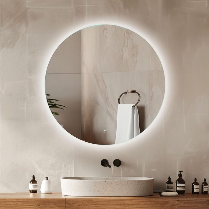 Дзеркало для ванної кімнати Venti 60 см з підсвічуванням, LED, кругле, з тач-перемикачем (50x50 см)