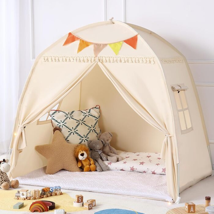 Дитячий намет-тіпі Сумбабебі: великий, з прапорами. Ідеально для гри в приміщенні. Підходить для хлопчиків та дівчаток. Дитячий ігровий будиночок, намет-тіпі для малюків, ігровий намет для дитячої кімнати. Чудовий подарунок!
