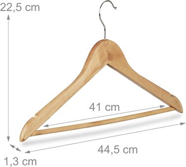 Вішалки для одягу, дерев'яна вішалка для брюк, вішалка для пальто, гачки обертаються на 360, ВхШ 22,5х44,5 см, дерев'яна вішалка, /срібло (1, натуральна, упаковка 48), 84 шт.