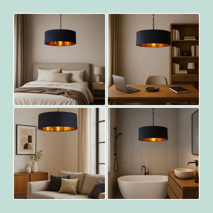 Relaxdays Підвісна лампа з абажуром з тканини