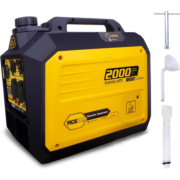 Інверторний генератор Aceup 3400W: бензиновий, 230V/12V, USB, цифровий дисплей, для дому, кемпінгу, 4-тактний, 23кг