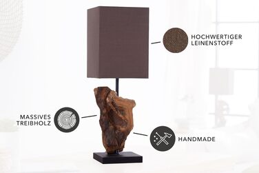 Лампа Driftwood Lamp HYPNOTIC Настільна лампа Унікальна з білизняним абажуром (коричневий)