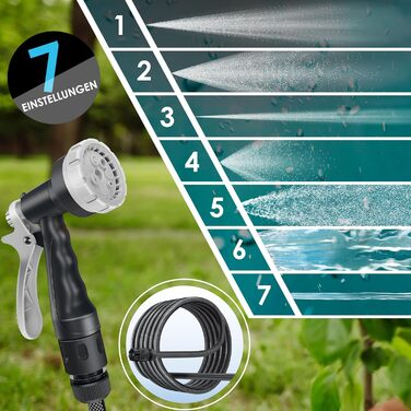 Шланг для саду KESSER® 35м з автоматичним підйомом | Шланг для поливу з тримачем для стіни | Водопровідна коробка для стіни з ручною лійкою 7-функцій | Антрацит/Чорний