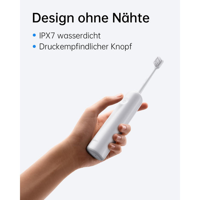 Електрична зубна щітка Laifen Wave: звукова, з вібрацією та осциляцією, 3 насадки, IPX7, біла (ABS)