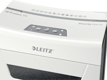 Leitz IQ 10X Premium Protect: Шредер для документів, 18л, 3 листи, мікроріз, для офісу та дому, білий
