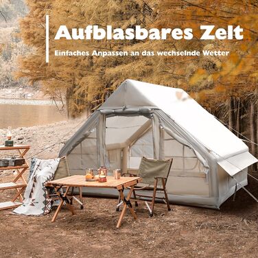 Надувний кемпінговий намет 4-5 осіб Oxford 420D, водонепроникний 3000мм, з насосом та вікнами, для 4 сезонів, 300x200x200 см