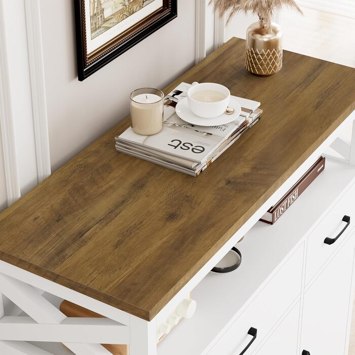 Сервант HOCSOK з 2 шухлядами та 3 дверцятами, кухонна комода, буфет з робочою поверхнею для вітальні/їдальні, регульована полиця, 105x100.5x39.5 см