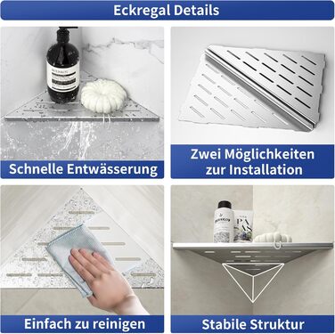 Поличка для душу Eck, нержавіюча сталь 304, для кахельної стіни, вбудована поличка для ремонту ванної кімнати, 2 шт., 254 мм, матова поверхня