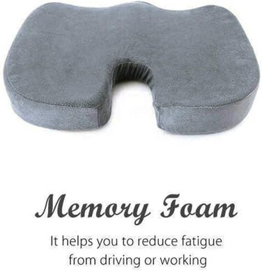Ортопедична подушка для сидіння HomDSim з Memory Foam для стільця, авто, офісу та дому (сіра)