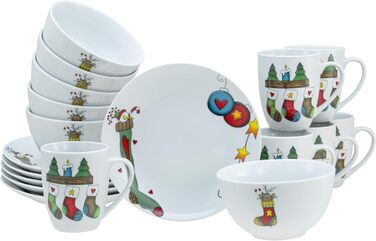 CreaTable Набір посуду Luna, 18 предметів для 6 осіб: серія, порцеляна, для сніданку, безпечний у мийці та мікрохвильовці