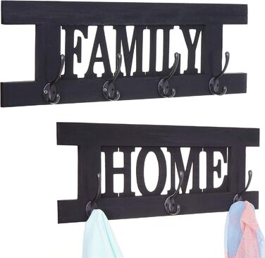 Набір настінних вішалок Mendler HWC-C60 HomeFamily Coat Rack Panel, Shabby Look Vintage - (темно-сірий, 21 x 60 x 7 см)