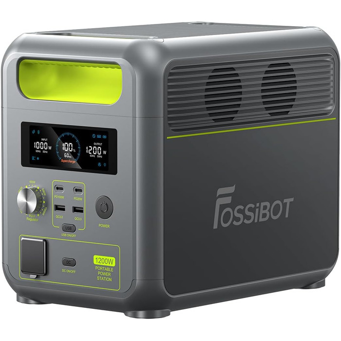 Портативна електростанція FOSSiBOT F1200, 1024Wh LiFePO4, 1200W (2400W пік), сонячний генератор, USB-C 100W, швидка зарядка, для дому, кемпінгу та подорожей