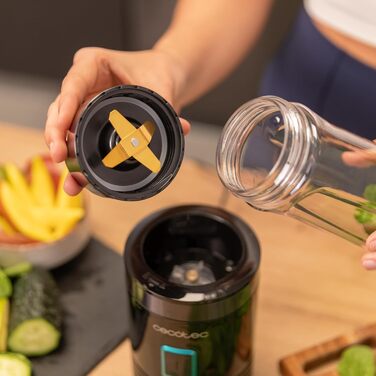 Блендер портативний Cecotec Power Titanium 300 EasyGo, 350W, з дробленням льоду, 4 леза з титановим покриттям, 2 пляшки, 2 кришки