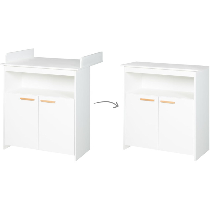 Комод-пеленальник Roba 'Антон' білий, з пеленальним столиком, 2 дверцята та 1 полиця, висота пеленального майданчика 90 см