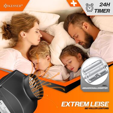 Дизельний опалювач KESSER® 12/24V з таймером, LCD-дисплеєм та пультом дистанційного керування | Швидкий нагрів | Опалювач з шумопоглиначем та термостатом (червоний, чорний/помаранчевий, 8kW)