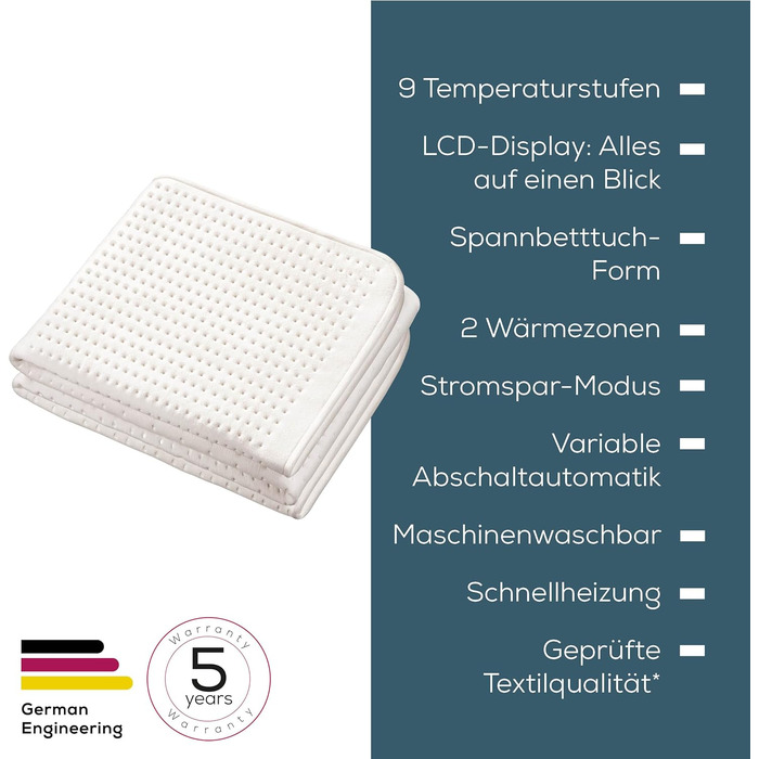 Електрична грілка Beurer UB 74 з автовимкненням та захистом від перегріву, 200 x 100 см, 3 температурні режими, пральна, 2 зони нагріву