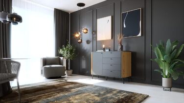 Комод Newroom Wild Oak Grey - 92x88x40 см - Сучасний Сервант для вітальні/спальні/їдальні