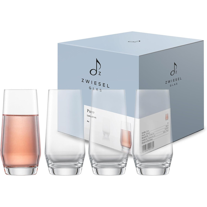 Набір для романтичного вечора Zwiesel Glas Date Night Pure (4 шт.): келихи для шампанського (297 мл) та червоного вина (540 мл), Tritan®-кришталь, Made in Germany