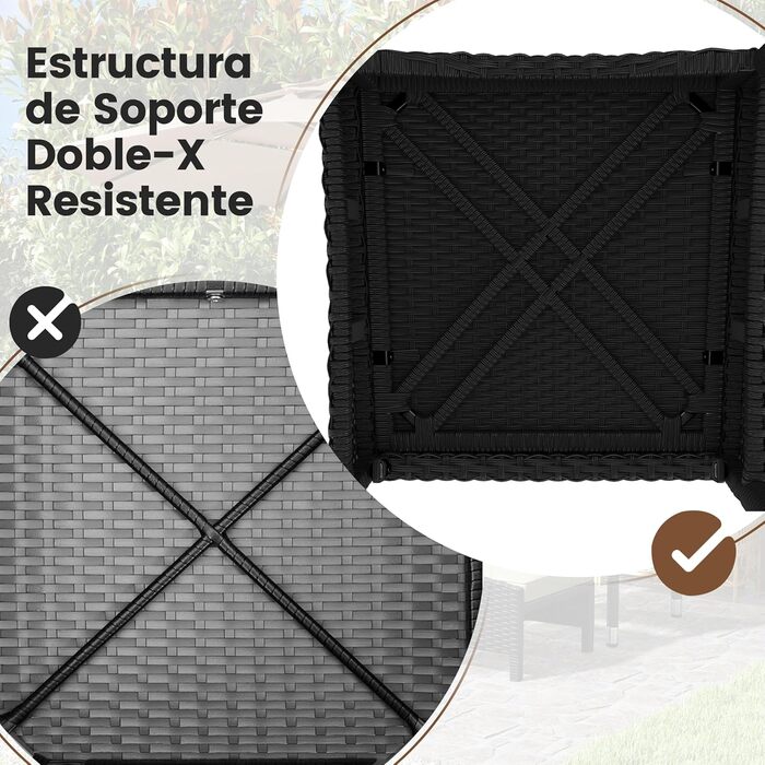 Садовий набір меблів Yaheetech з ротангу для балкона та тераси 5 предметів: 2 крісла, 2 пуфи, столик (чорний/сірий)