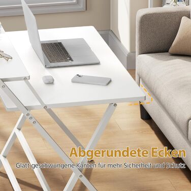 Зламуваний стіл Yaheetech 80 см, комп'ютерний стіл з полицею, двоступеневий робочий стіл з підставкою для монітора, стіл для ноутбука для домашнього офісу/маленьких кімнат/вітальні, білий, 80 см x 50 см, білий, 106.5x60.5x90 см