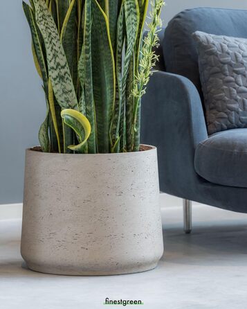 Вазон Patt Pflanzgefäß Grau L: сірий вазон з бетону для дому та саду, морозостійкий, UV-стійкий, Ø20 см, 16x16.5 см