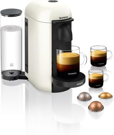 Кавомашина Nespresso Vertuo Plus Krups, автоматичне розпізнавання капсул, білий колір, XN9031