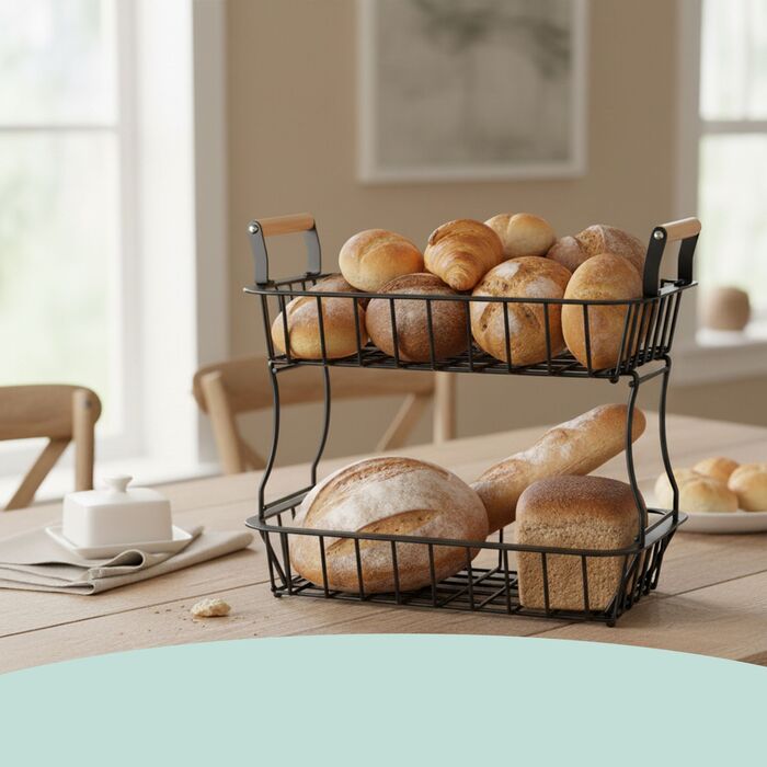 Relaxdays Двоярусний металевий фрутниця з ручками