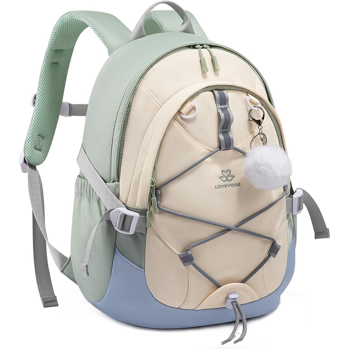 Шкільний рюкзак LOVEVOOK для підлітків, дівчаток, 5 клас, з нагрудною стрічкою, легкий, 15.6 дюймів (зелено-біло-блакитний)