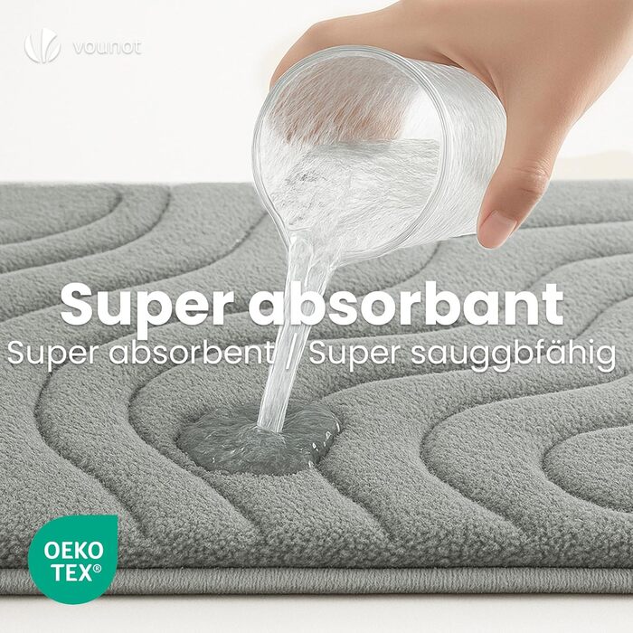 Набір килимків для ванної кімнати VOUNOT 2 шт. з мікрофібри, м'який, швидковисихаючий, 60x90 см, сірий