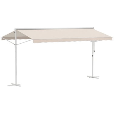 Маркіза Standmarkise Markise 4,5 x 3,4 м для тераси, сад, з відкидним механізмом та ручним приводом, колір кремовий, алюміній, метал.