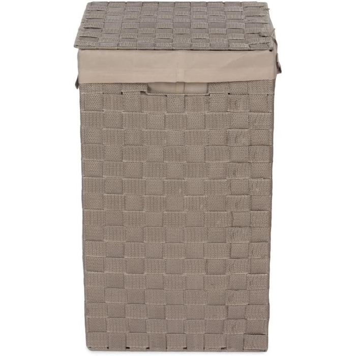 Кошик для білизни RAN6891 Stan з кришкою, ручками, плетіння, металевий каркас, знімний вкладиш з льону, 30 x 30 x 50 см, Бежевий, Коричневий