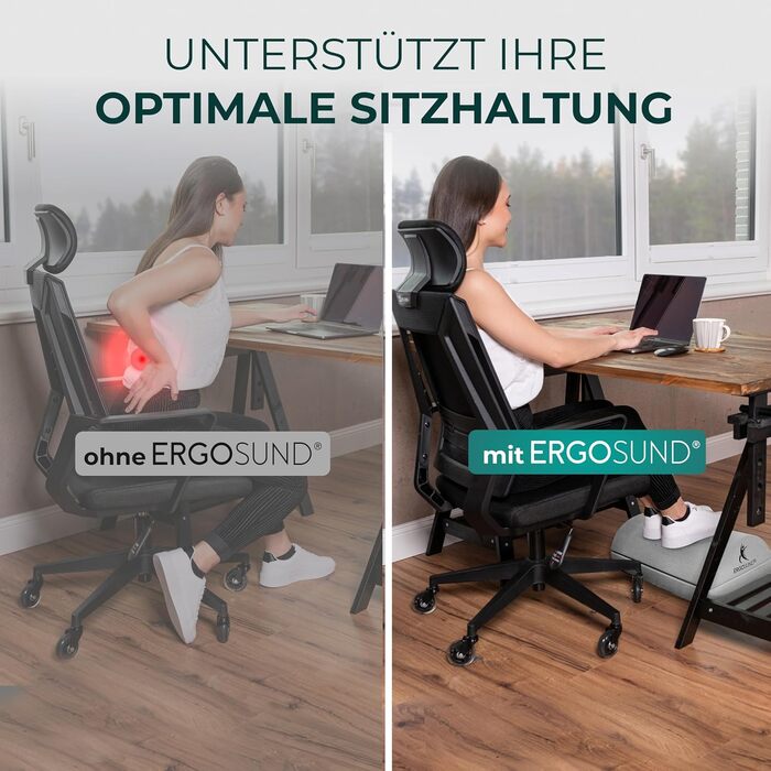 Підставка для ніг під стіл Ergostand Premium, сіра. Регульована, ергономічна, з неслизьким покриттям. Для дому та офісу.