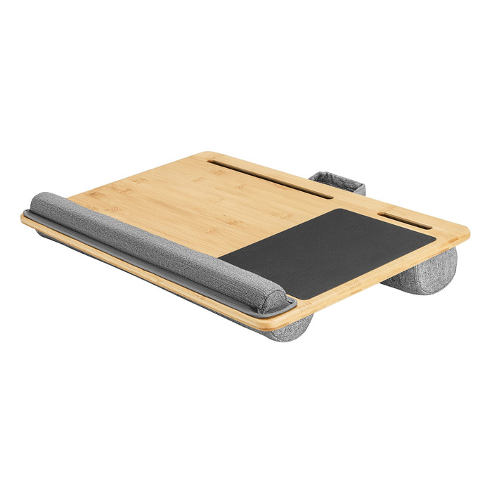 Підставка для ноутбука RICOO з подушкою XXL, бамбукова підставка для ноутбука з підкладкою для миші, Lapdesk для дивана/ліжка, LA0035 (Бежевий)