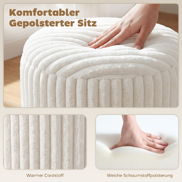 Пуф-комод з двосторонньою кришкою, сучасний велюровий пуф у стилі корду для вітальні та спальні, білий