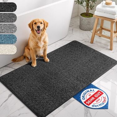 Килимок для ванної кімнати антрацит – неслизький, пральний, швидковисихаючий. Розмір 50x80 см.