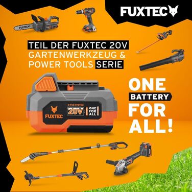 Акумуляторний газонокосарка FUXTEC 40V E1RM20 з 2x20V Li-Ion акумуляторами 2Ah та подвійним зарядним пристроєм – ширина зрізу 33 см, регульована висота зрізу