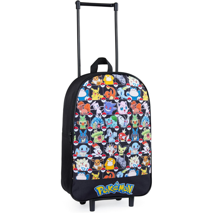 Валіза Pokemon Kids, складний візок 39x27см, 10.5л, 2 колеса, висувна ручка (чорний AOP)