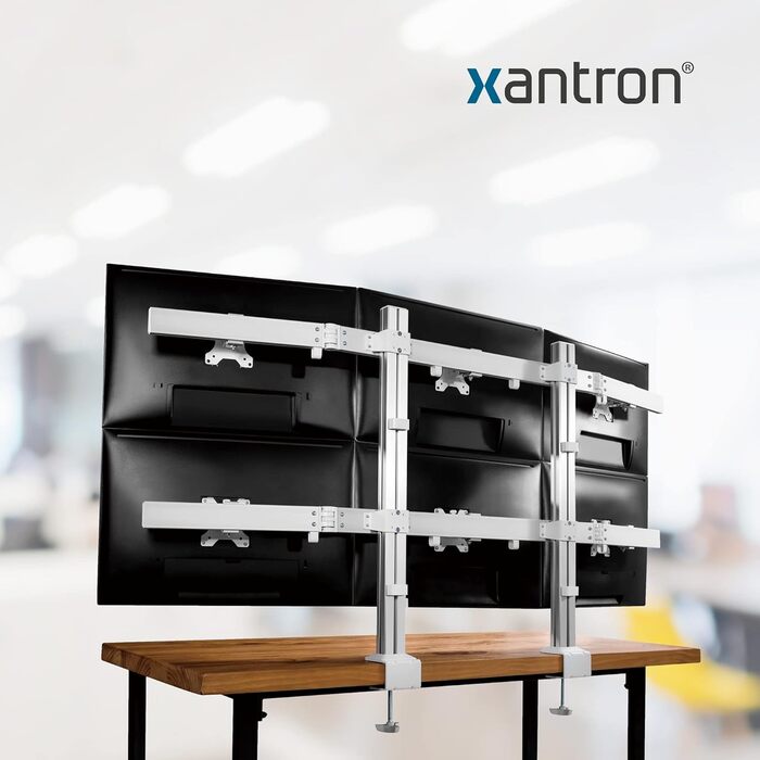 Кріплення для монітора Xantron® ECO-E62: підходить для моніторів 17-32 дюймів, VESA 75x75 & 100x100, для плоских та вигнутих моніторів, комплект з монтажним матеріалом (6 моніторів)